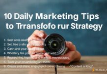 10 Daily Marketing Tips to Transform Your Strategy 10 Daily Marketing Tips to Transform Your Strategy 1. **Set Clear Goals**: Begin each day by setting specific, measurable, achievable, relevant, and time-bound (SMART) goals for your marketing efforts. 2. **Understand Your Audience**: Spend time each day researching and understanding your target audience. Tailor your marketing messages to resonate with them. 3. **Content is King**: Create and share valuable, engaging, and relevant content daily. This could be blog posts, social media updates,