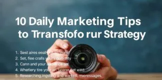 10 Daily Marketing Tips to Transform Your Strategy 10 Daily Marketing Tips to Transform Your Strategy 1. **Set Clear Goals**: Begin each day by setting specific, measurable, achievable, relevant, and time-bound (SMART) goals for your marketing efforts. 2. **Understand Your Audience**: Spend time each day researching and understanding your target audience. Tailor your marketing messages to resonate with them. 3. **Content is King**: Create and share valuable, engaging, and relevant content daily. This could be blog posts, social media updates,